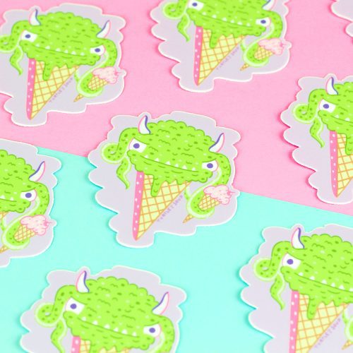 Monster Ice Cream Cone Spooky Vinyl Sticker