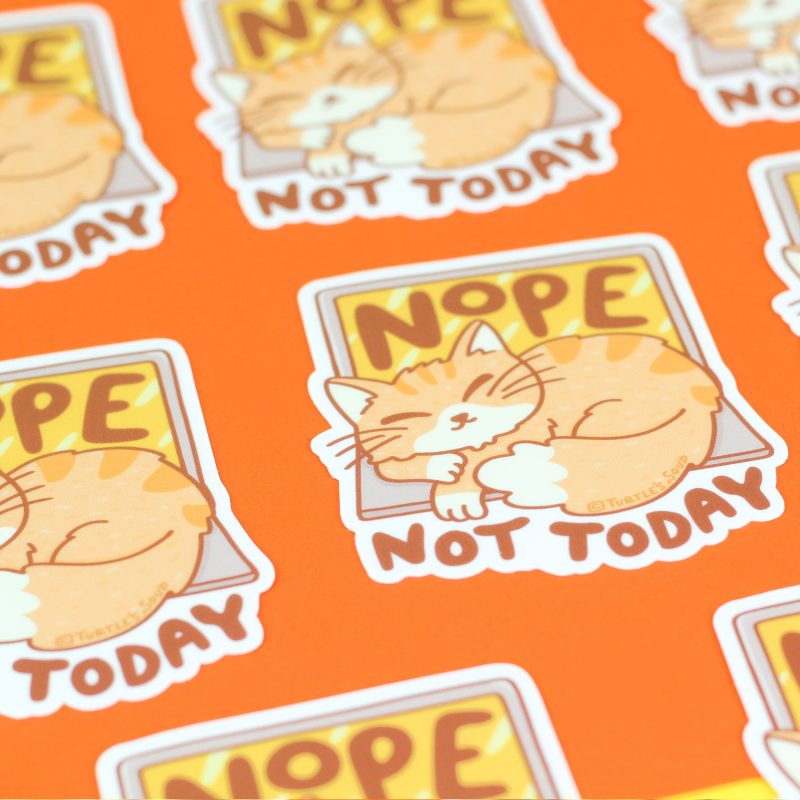 Nope Not Today Procrastinating Vinyl Sticker Turtles Soup Cat