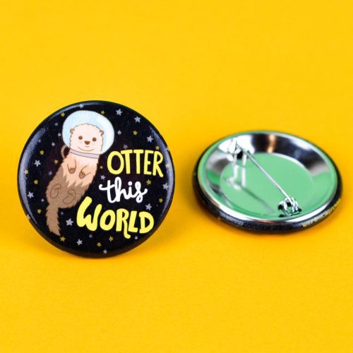 Otter This World Pinback Button Turtles Soup Galaxy