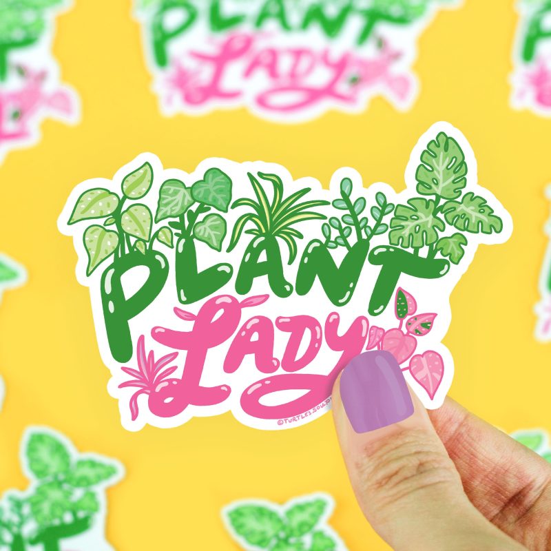 Plant Lady Houseplant Parent Vinyl Sticker Turtles Soup