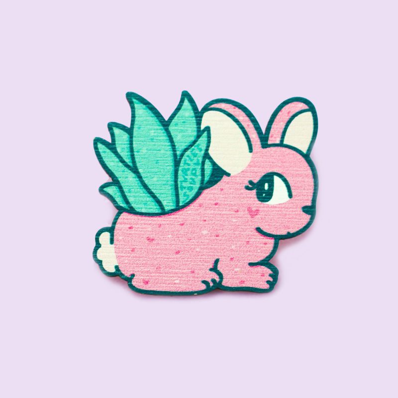 Planter Bunny Wooden Pin by Turtles Soup