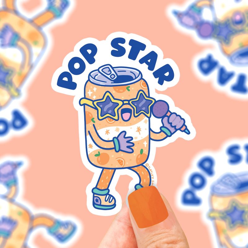 Pop Star Pop Singer Soda Can Pop Drink Fizzy Sticker Pun Punny Sticker Art by turtles soup waterbottle laptop sticker art