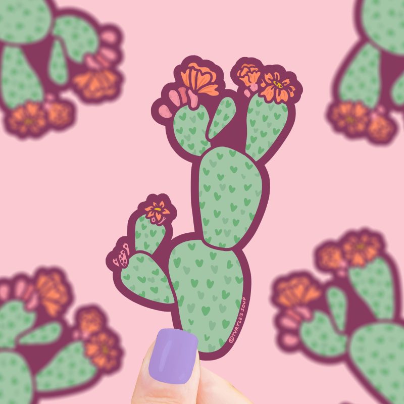 Prickly Pear Cactus Cacti Vinyl Sticker by Turtles Soup