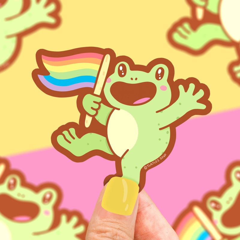 Pride Frog Cute Pride Month Vinyl Sticker Cute Frog Decal Pride LGBT lesbian Gay bisexual transgenerger community celebrate cute sticker art