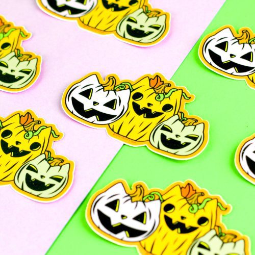 Pumpkitten Pumpkin Cat Patch Halloween Vinyl Sticker Cute Kitty