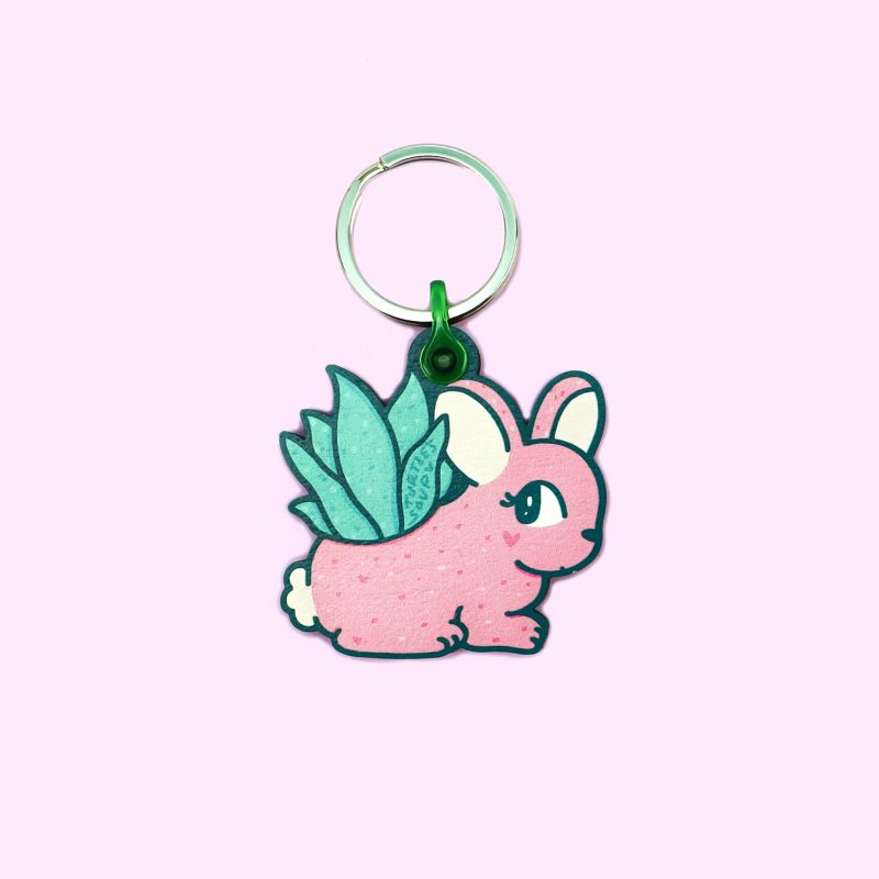 Rabbit Planter Cute Keychain Pink by Turtles Soup