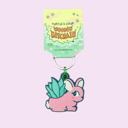 Rabbit Planter Cute Keychain Pink by Turtles Soup Snakeplant