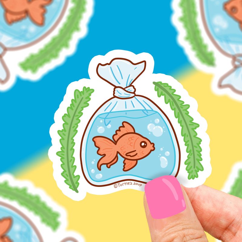 S 451 Pet Goldfish Vinyl Sticker Turtles Soup