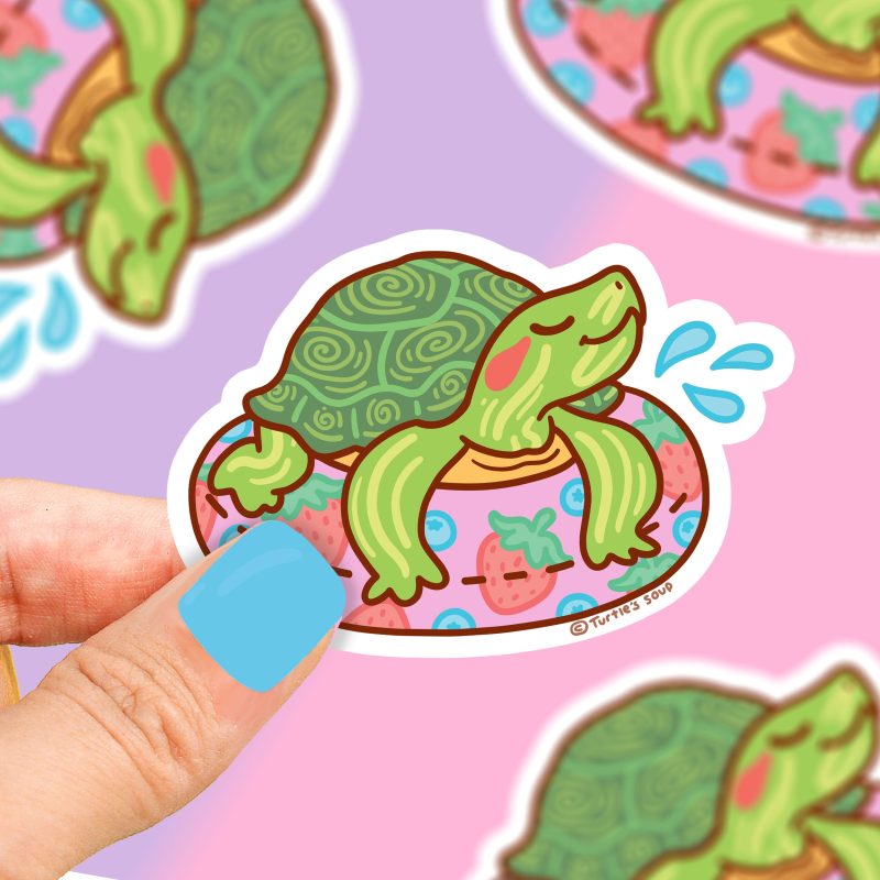 S 458 Red Eared Slider Turtle Vinyl Sticker Turltes Soup