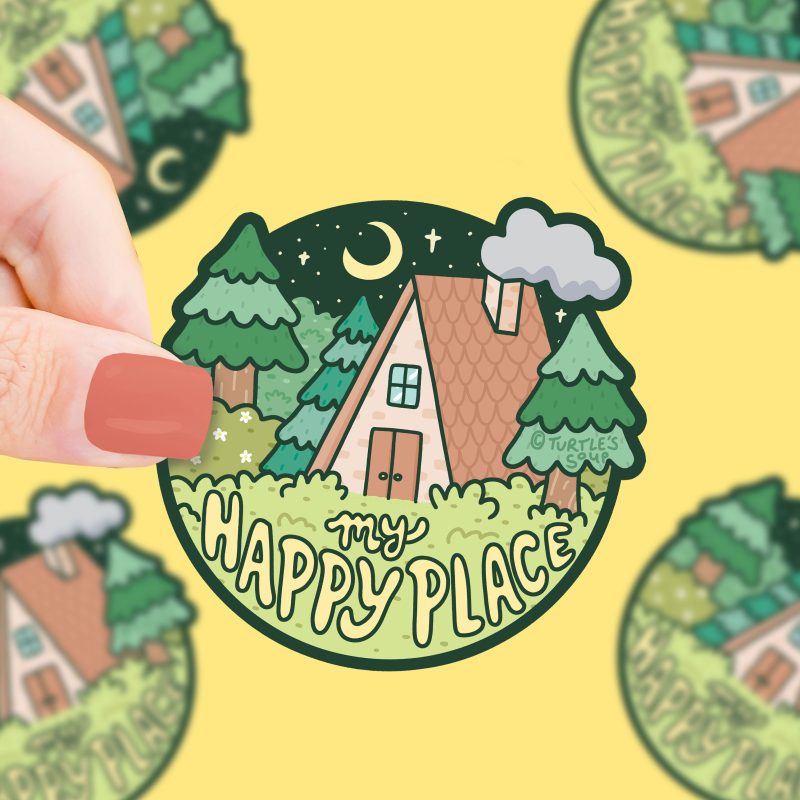 S 476 My Happy Place Vinyl Sticker by Turtles Soup