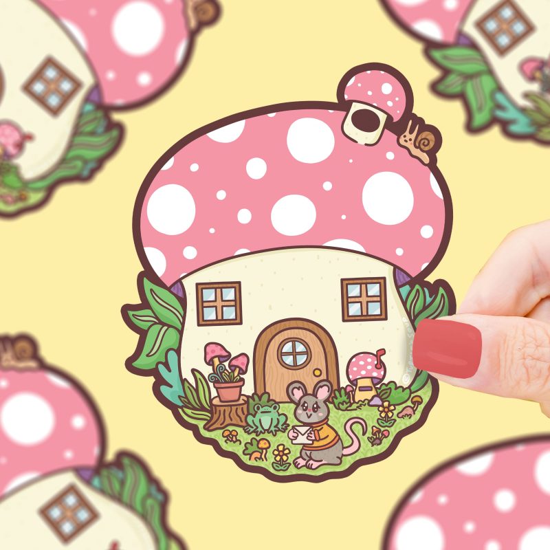 S 573 Mushroom House Vinyl Sticker by Turtles Soup