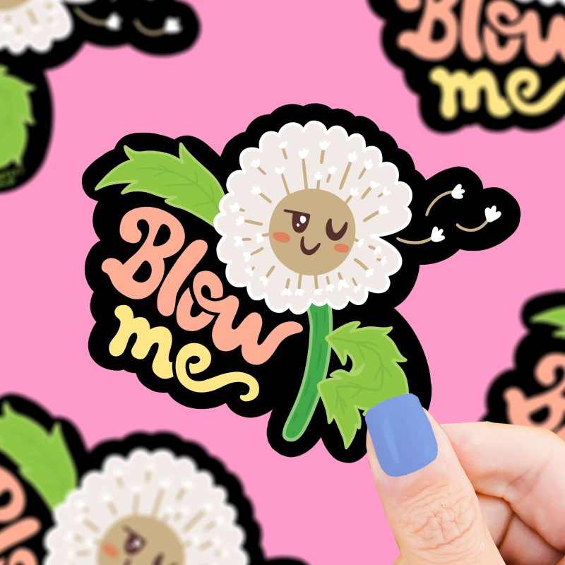 S 577 Blow Me Dandelion Flower Vinyl Sticker by Turtles Soup