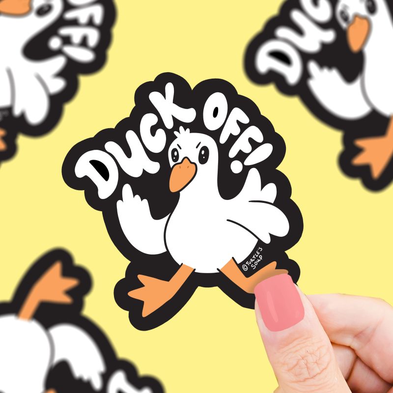 S 578 Duck Off Funny Vinyl Sticker by Turtles Soup