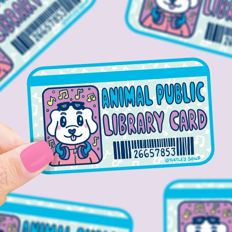 S 583 Dog Library Card Cute Bookish Vinyl Sticker by Turtles Soup