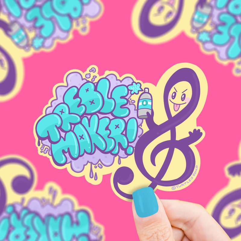 S 617 Treble Maker Music Funny Sticker Vinyl Sticker by Turtles Soup