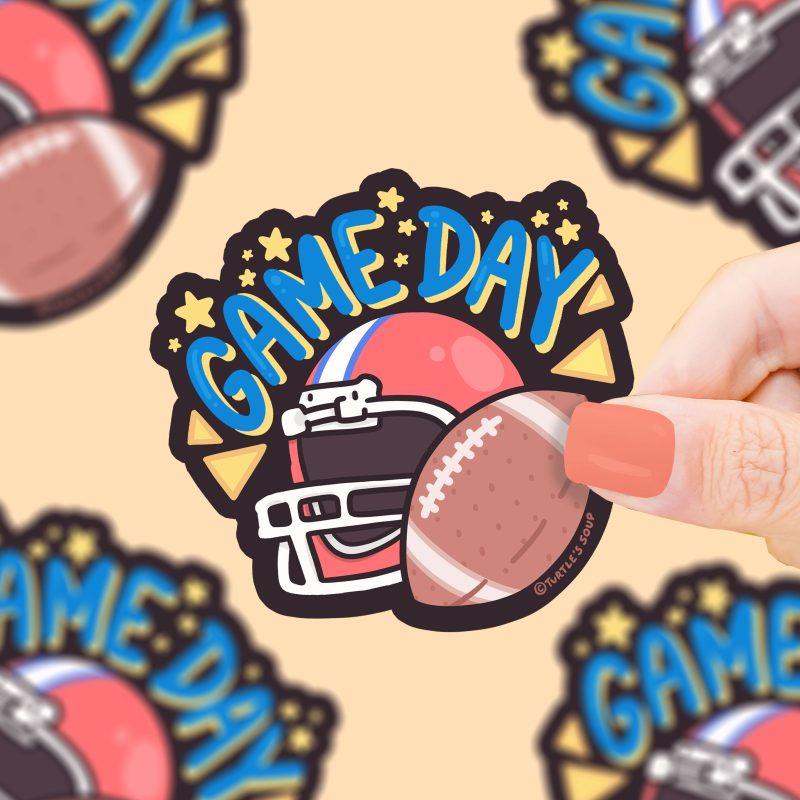 S 645 Game Day Football Helmet Sports by Vinyl Sticker by Turtles Soup