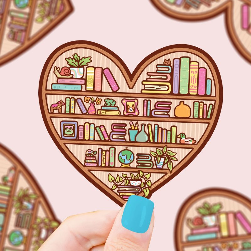 S 649 Heart Shaped Bookshelf by Vinyl Sticker by Turtles Soup