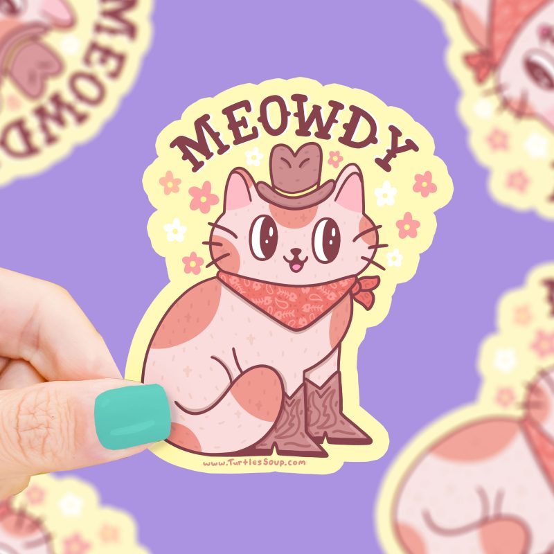 S 659 Meowdy Cat Vinyl Sticker by Turtles Soup