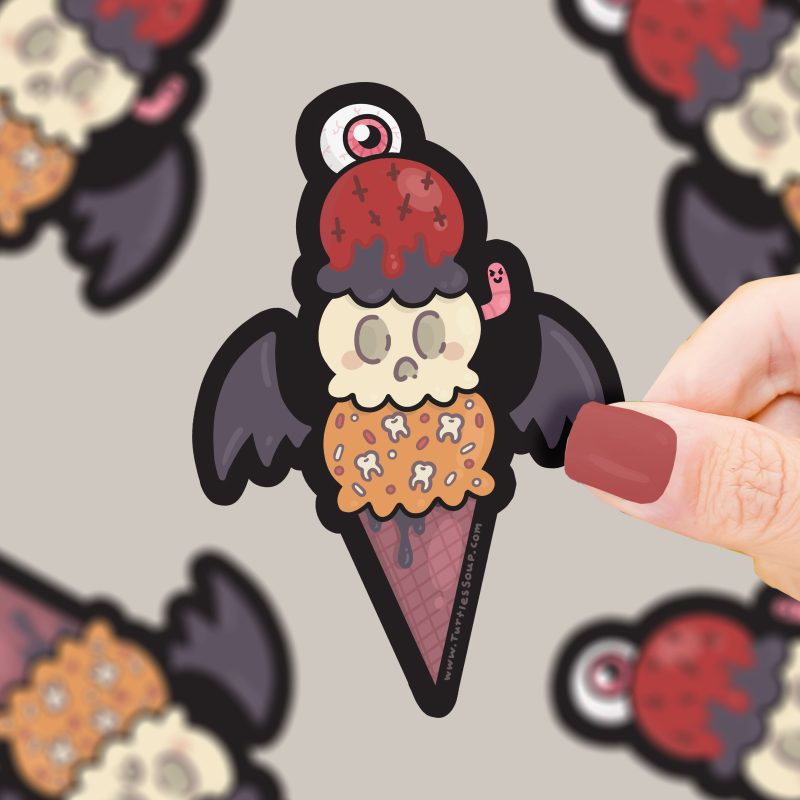 S 667 Spooky Ice Cream Cone Vinyl Sticker by Turtles Soup