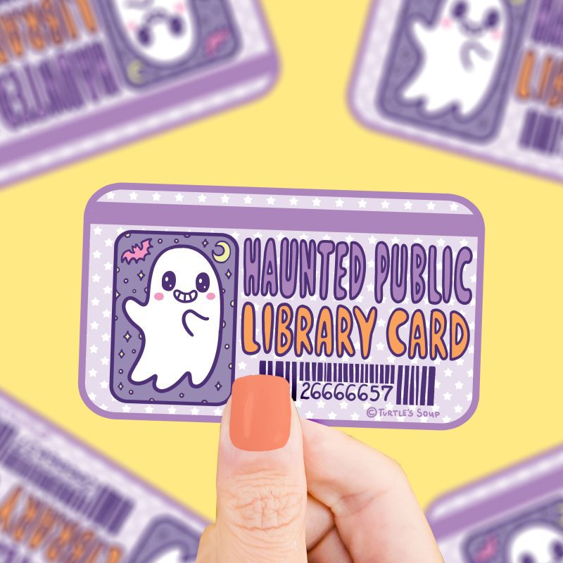 S 671 Haunted Library Card Vinyl Sticker by Turtles Soup