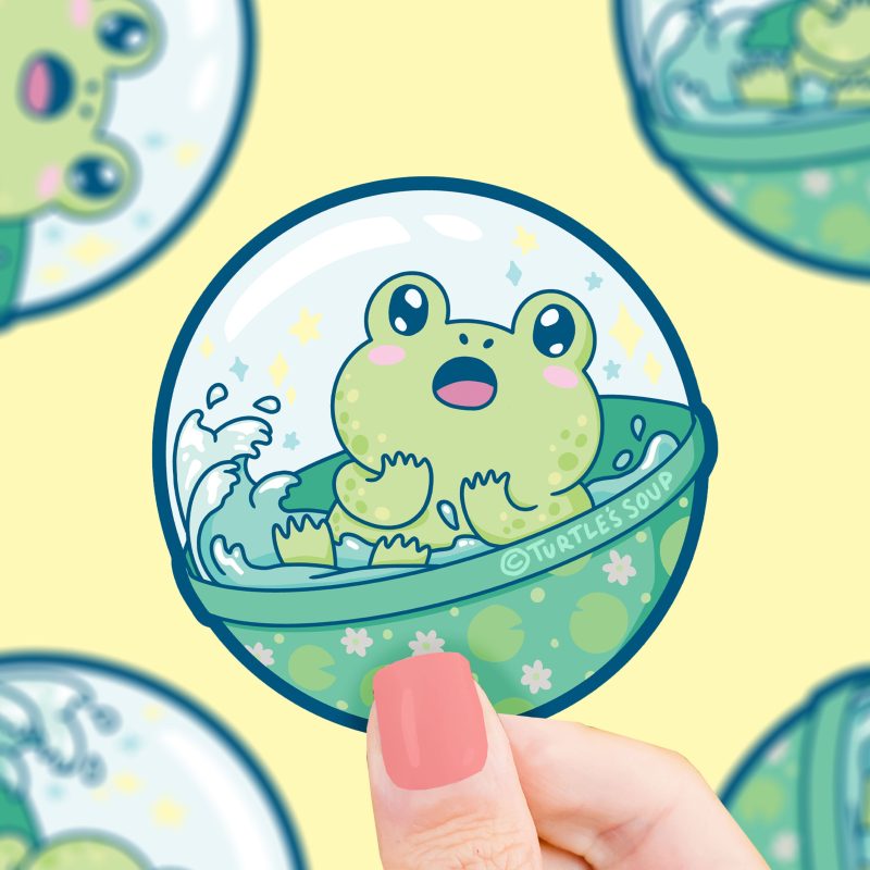 S521 Toy Capsule Frog Prize Coin Machine Vinyl Sticker by Turtles Soup