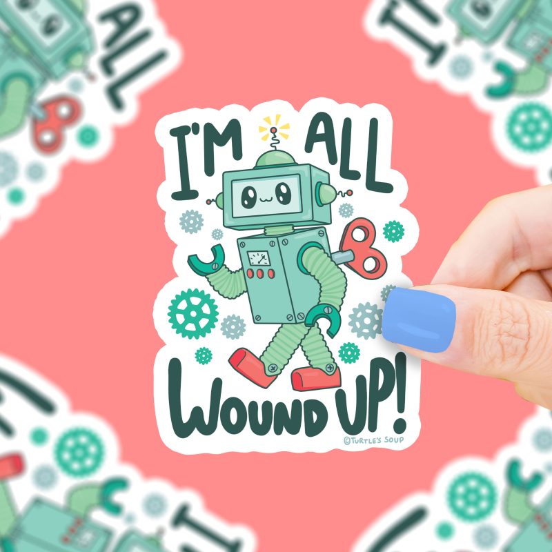 S529 Wound Up Robot Vinyl Sticker by Turtles Soup