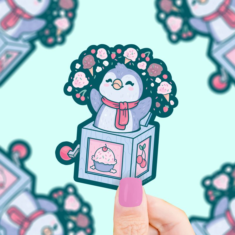 S534 Ice Cream Penguint Vinyl Sticker by Turtles Soup