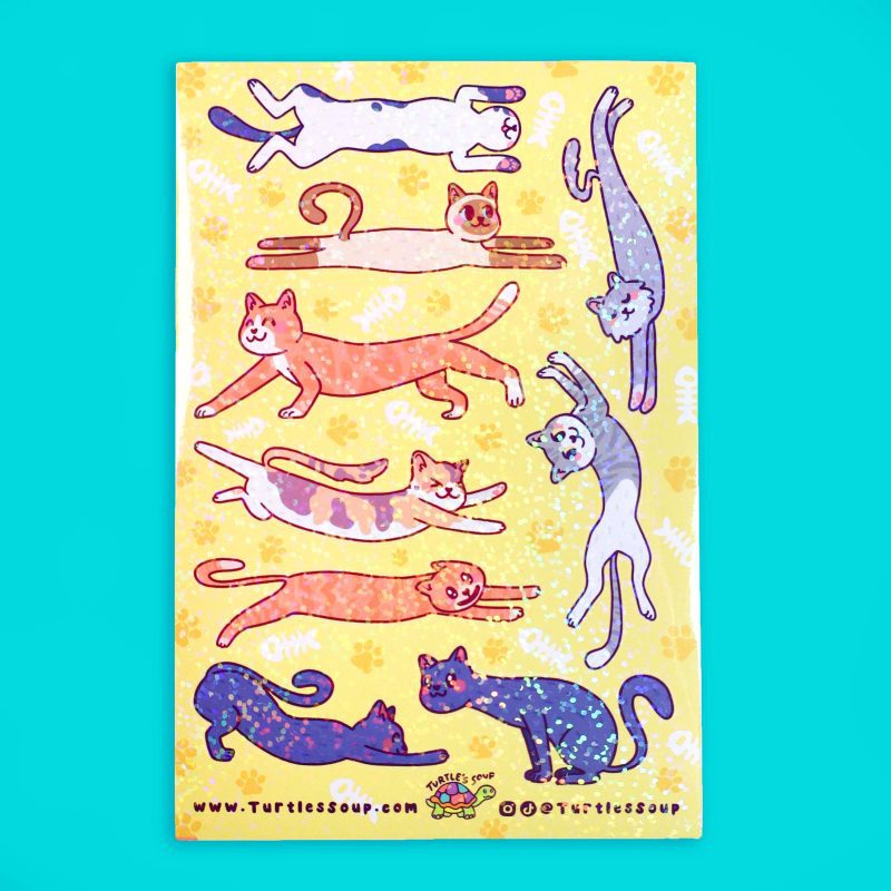 SH034 Long Cats Sticker Sheet By Turtles Soup Photo 2