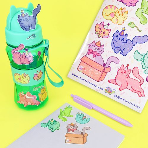 SH036 Purrfect Party Birthday Cats Sticker Sheet By Turtles Soup Photo 3