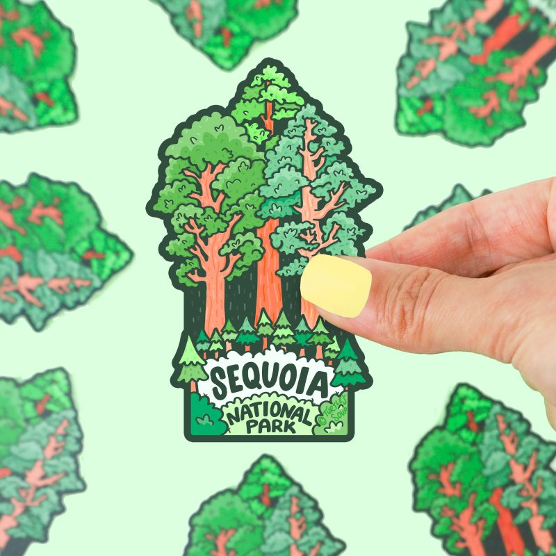 Sequoia National Park Vinyl Sticker Landscape Decal By Turtles Soup California Redwood Tree Travel Sticker for Water Bottle Waterproof Laptop Sticker Destination