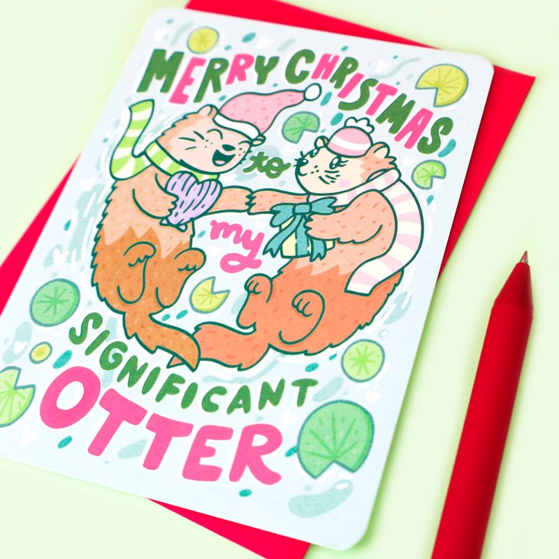 Significant Otter Cute Christmas Card for My Signicicant Other Adorable Holiday Gift Boyfriend Girlfriend Romantic Punny Pun Otterly Love Card by Turtles Soup Animal Adorable Statione