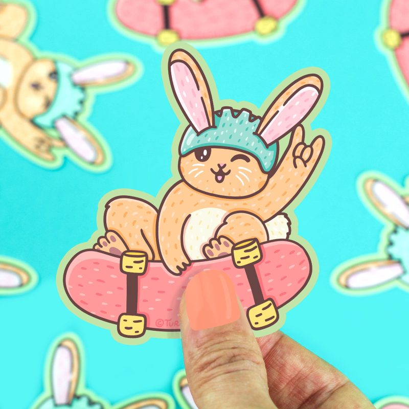 Skateboarding Bunny Rabbit Vinyl Sticker Turtles Soup Bun Art