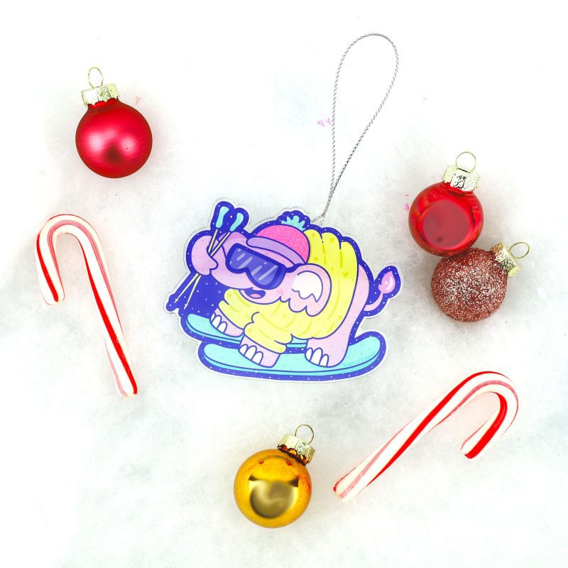 Skiing Elephant Funny Christmas Tree Ornament Cute By Turtles Soup