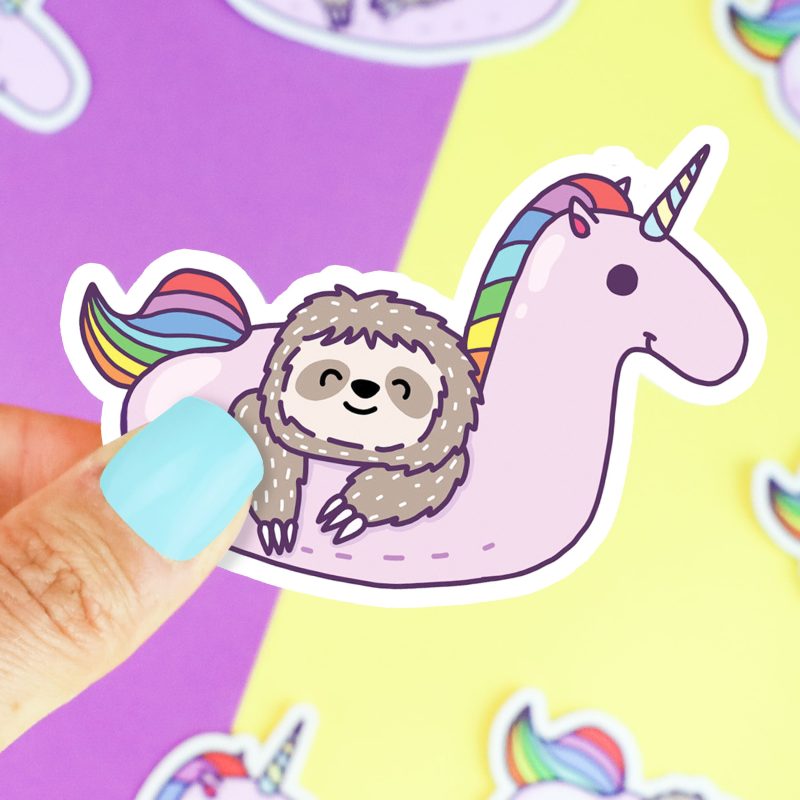 Sloth Unicorn Pool Float Vinyl Sticker