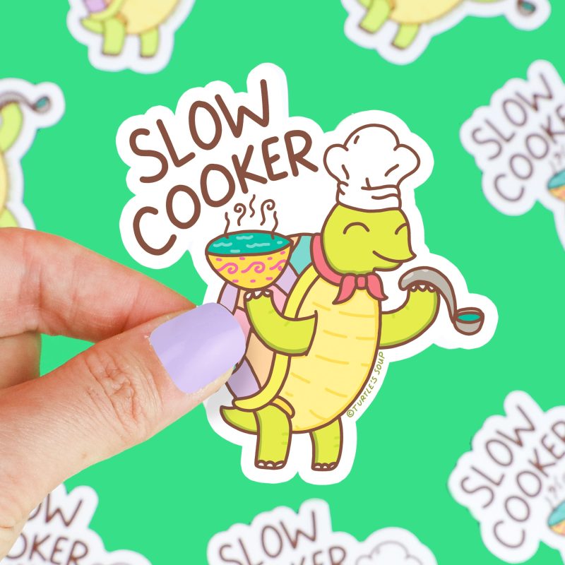 Slow Cooker Turtle Pun Vinyl Sticker Chef Coof Funny Art Decal for Waterbottle Decal Turtles Soup