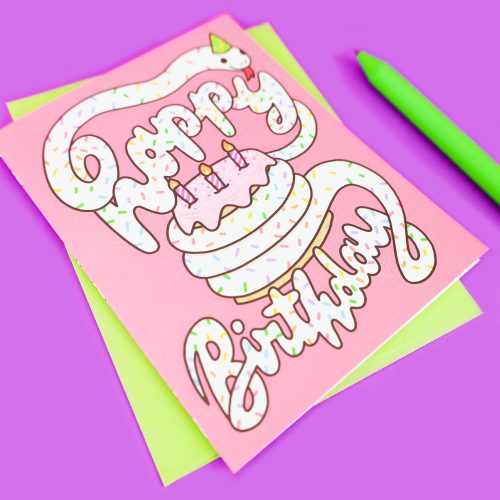 Snake Happy Birthday Card Turtles Soup Cake