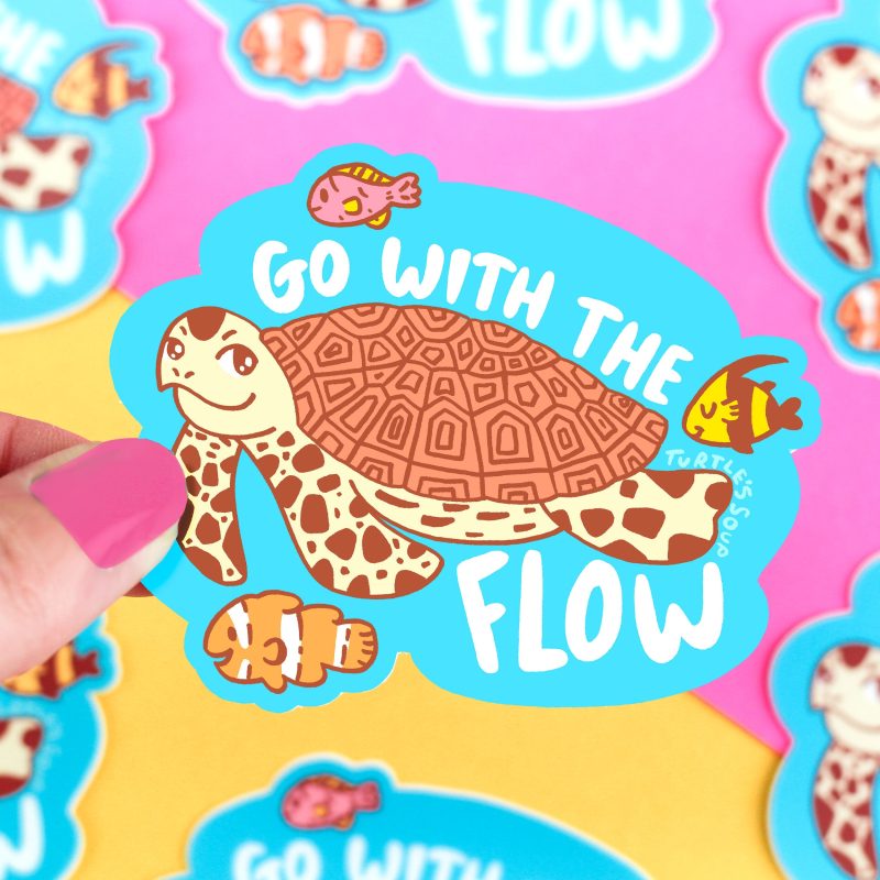 Summer Fish Go With The Flow Seaturtle Ocean Turtles Soup Vinyl Sticker