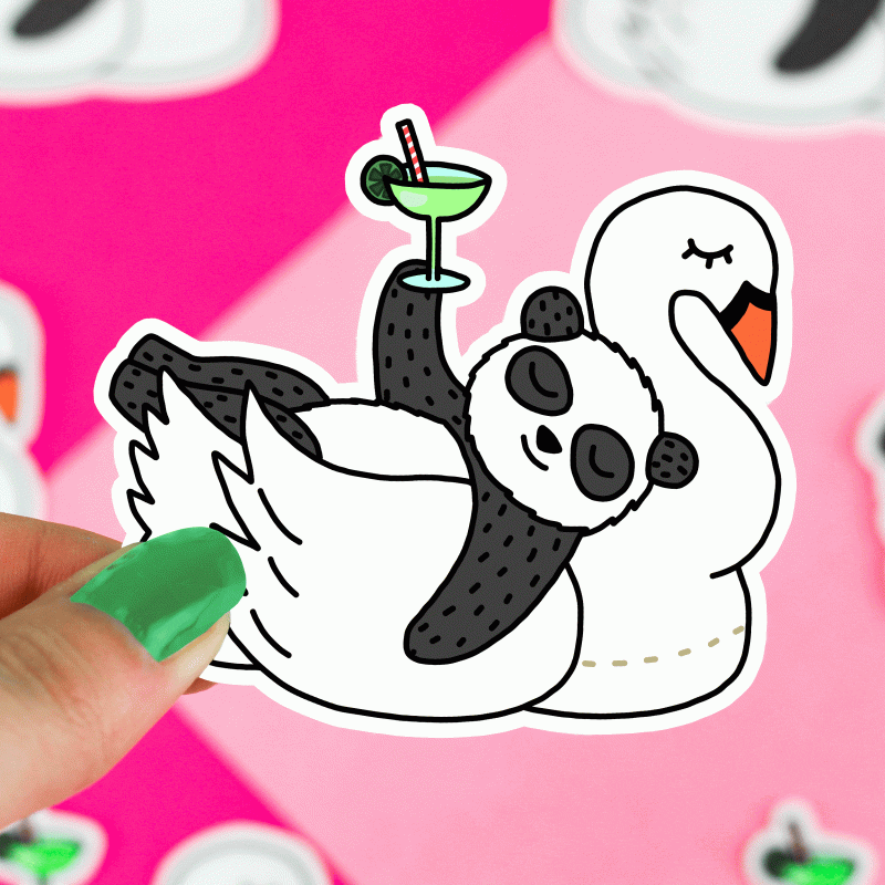 Swan Panda PoolFloat Vinyl Sticker