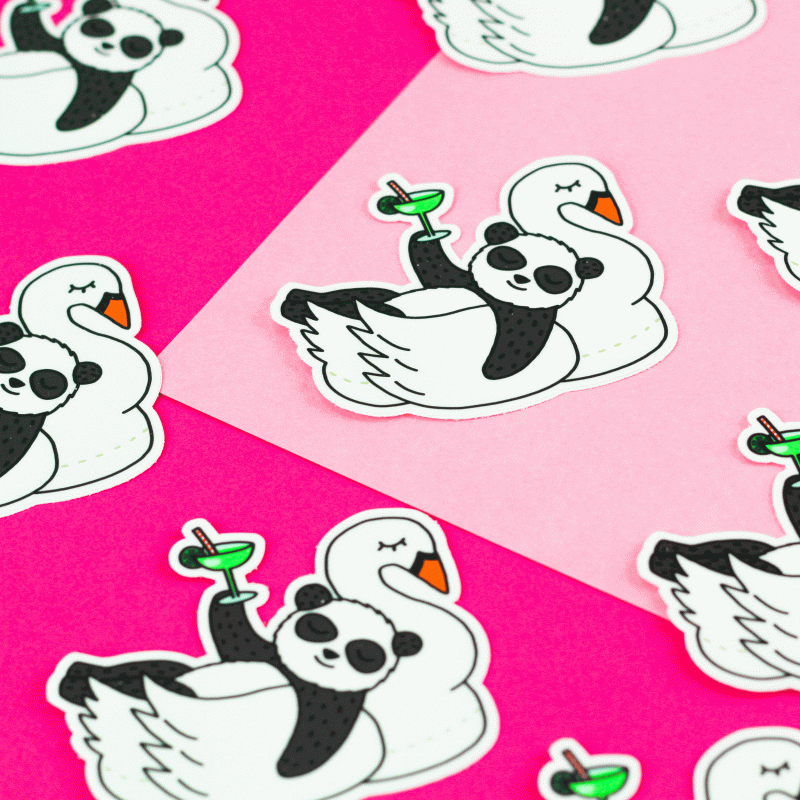 Swan Panda PoolFloat Vinyl Sticker Summer