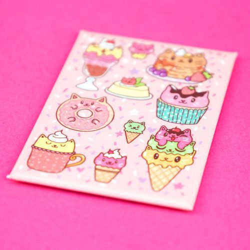 Sweet Cats Fridge Magnet Cupcake Sundae Pancake Doughnut Ice Cream Cone Latte Kitty Turtles Soup Kawaii Art2x3