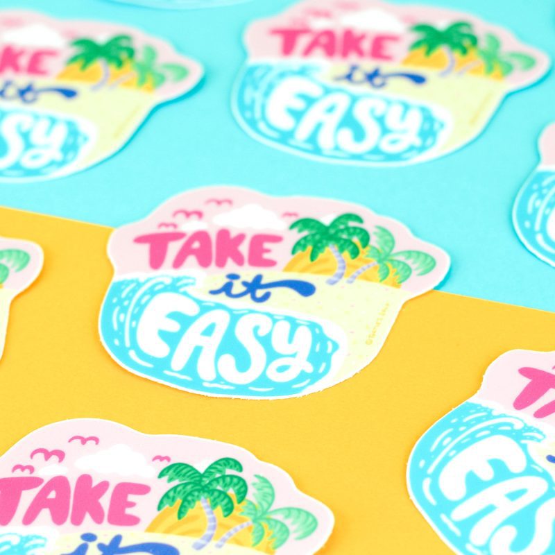 Take It Easy Beach Island Relaxing Vinyl Sticker Turtles Soup For Waterbottle Surboard