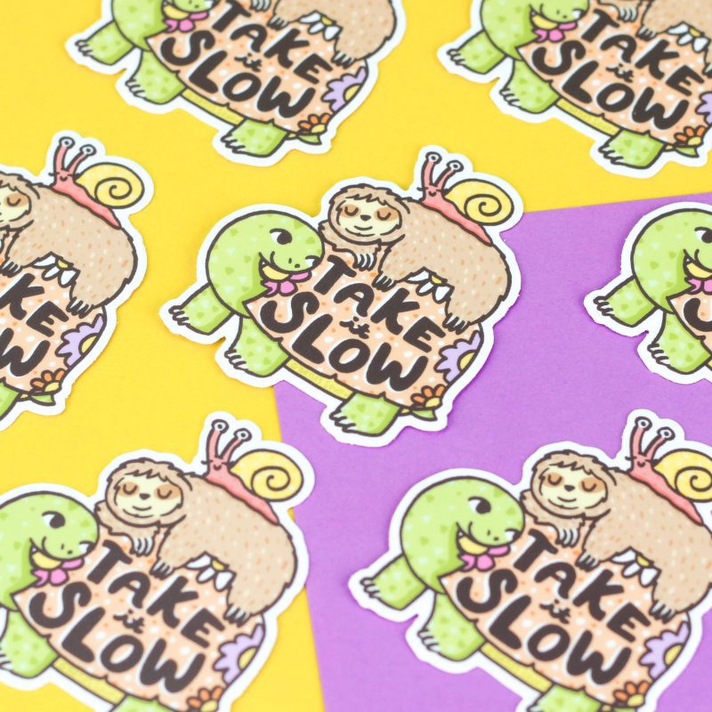 Take It Slow Animals Sloth Snail Turtle Cute Vinyl Sticker Turtles Soup Spring