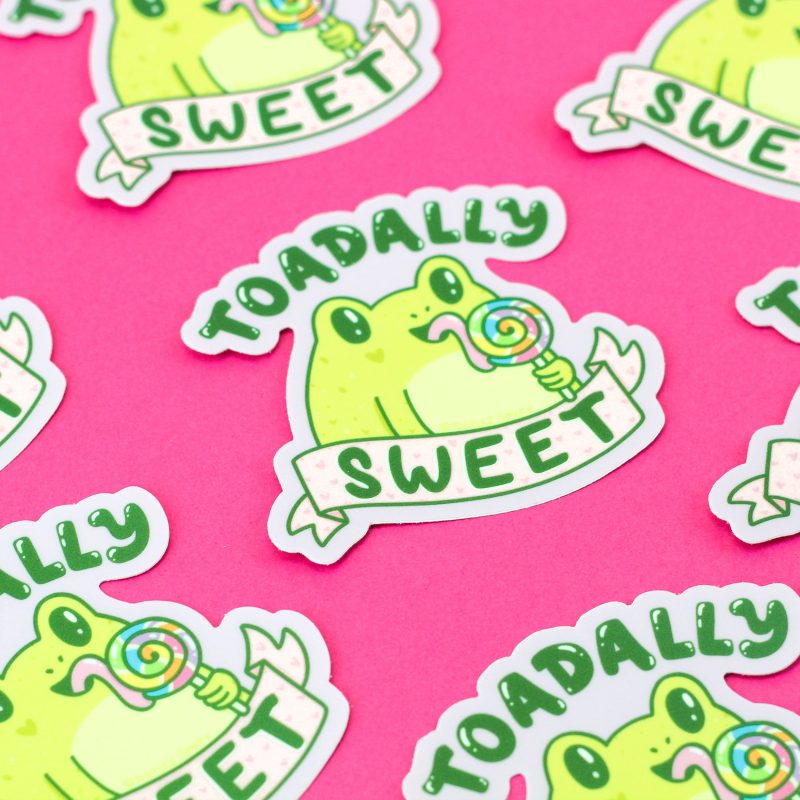 Toadally Sweet Cute Toad Vinyl Sticker Frogs Adorable Sweet Lollipop Cute Art by Turtles Soup