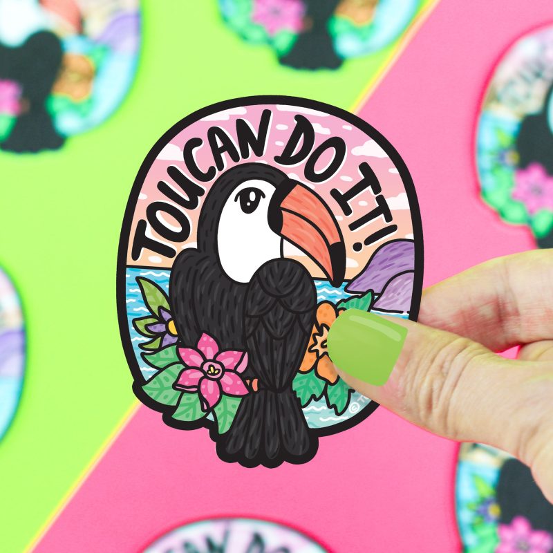 Toucan Do It Tropical Bird Inspirational Vinyl Sticker Turtles Sou