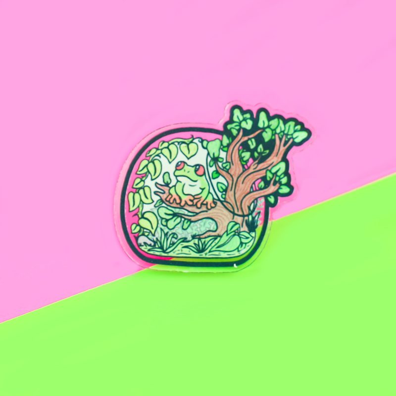 Tree Frog Terrarium Tropical Plant Acrylic Pin By Turtles Soup