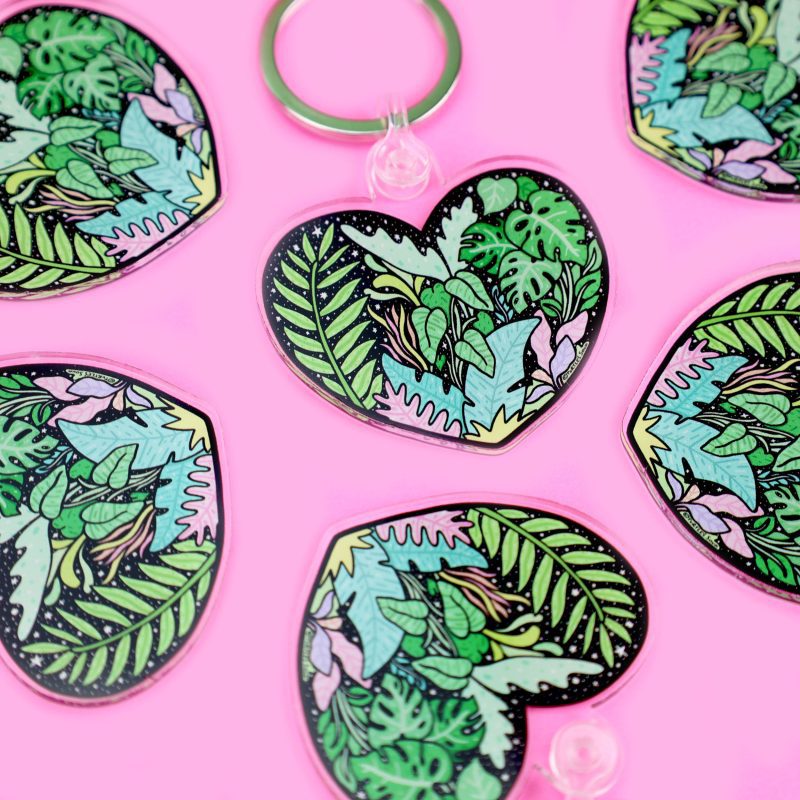 Tropical Heart Love Keychain Plant Monstera