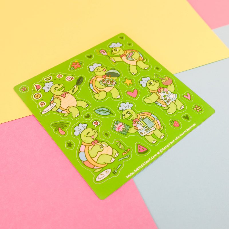 Turtle Chef Sticker Sheet By Turtles Soup Turtle Kitchen Stickers Vinyl Stickers