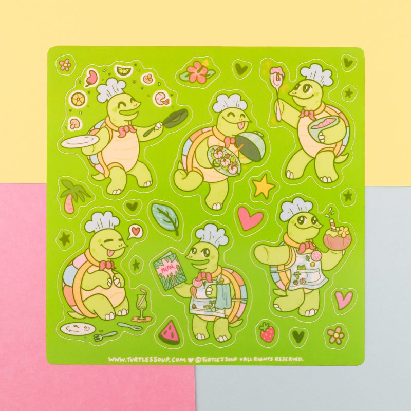 Turtle Chef Sticker Sheet By Turtles Soup Turtle Kitchen Stickers Vinyl Stickers Picture