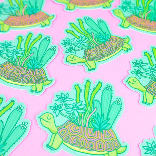 Turtle Planter succulnet cacti cactus Vinyl Sticker Botanical PlantsTortoise Cute Turtle Soup Turtles Soup Decal for Waterbottle Planter Laptop Plant Parent Cute cacti pretty