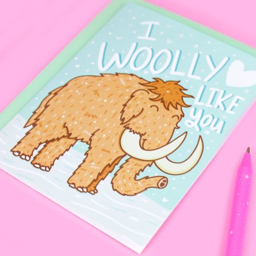 Wooly Like You Wooly Mammoth ice age animal love card prehistoric turtles soup turtlessoup anniversary valentines day love card adorable